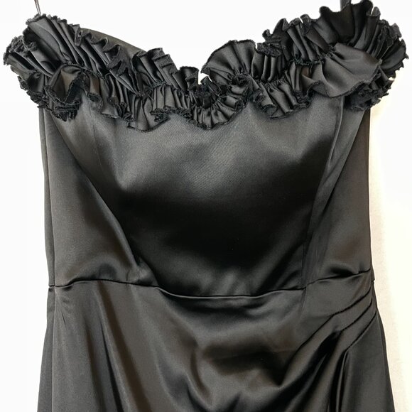 White House Black Market Black Strapless Dress Size 0 Ruffle Sweetheart Neckline - Picture 3 of 13